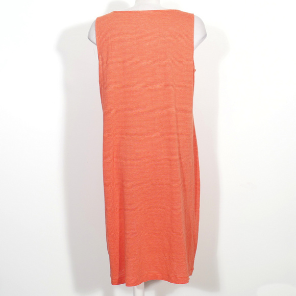 Orange Linen Jersey Mini Stripe Shift Dress L - Picture 2 of 4